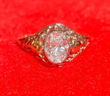 Vintage ring 0.71 carat certified diamond , gold ring Oval cut ,Filigree ring picture