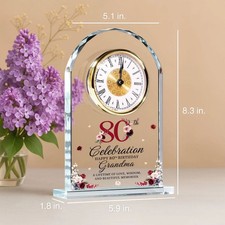 Personalized 60th 70th 80th 90th Birthday Acrylic Desk Clock Gift for Mom Grandm picture