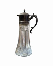 Vintage Silverplate Heavy Glass Claret Jug Wine Ewer 14” picture