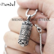 MENDEL Tibetan Buddhist Urn Amulet Pendant Necklace For Ashes Stainless Steel picture