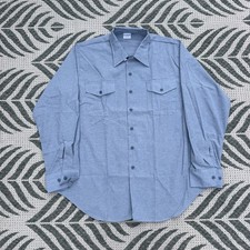 Vintage 1997 Seafarer US Navy Utility Shirt  Workwear Chambray Mens Large Blue picture