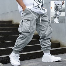 Men's Cargo Pants Multi-Pocket Baggy Hip Hop Drawstring Streetwear Casual Outdoo picture