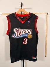 Vintage Allen Iverson #3 Philadelphia 76ers Sixers Nike Jersey Black NBA Men XL picture