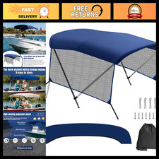3 Bow Boat Bimini Top with Mesh Sidewalls, Storage Boot - Durable Canvas Cover picture