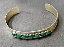 New Navajo Cuff by Elsie Yazzie Malachite & Silver 14.2 grams 6.75