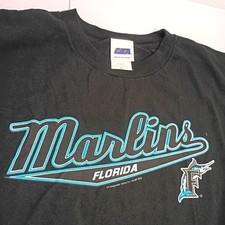 Vintage 2003 Florida Marlins T Shirt XL MLB Teal Black Y2K Baseball CSA picture
