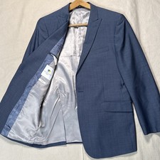 Richard James Mayfair Peak Lapel Wool Mohair Blazer Jacket Sz 42R Blue picture