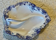 Vtg Royal Albert SHELLEY “Dainty Blue”LEMON DISH Relish Tray Divided Handle RARE picture