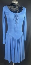 Vintage Betsey Johnson ‘Punk Label’ Blue Cotton Lace Up, Long Sleeve Dress Sz S  picture