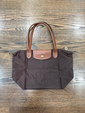 Longchamp Medium  Le Pliage Brown Nylon Leather Tote Bag Never used no tags picture