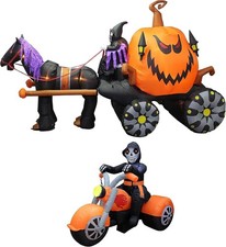 TWO LARGE HALLOWEEN PARTY DECORATIONS BUNDLE,Includes 6 Foot Long Inflatable Ske picture