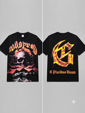 GODSPEED Graphic Black Tee with Orange-Pink Skull Print picture