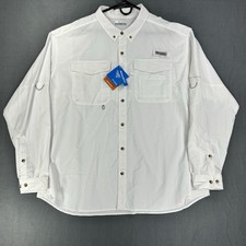 Columbia PFG Distant Water Long Sleeve Shirt Mens 2XL White Fishing UPF 30 picture