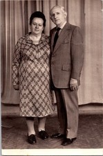 Vintage 1950s-60s Sepia Photo Older Couple Portrait Original Snapshot picture