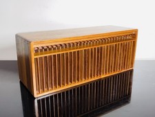Vintage Kalmar Designs Teak Wood CD Holder/Ejector Rack 30 Disc Pop Outs Storage picture