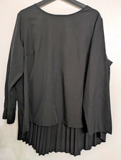 SHEIN Curve Women’s XL Black Pleated Round Neck Long Sleeve Pullover Blouse picture
