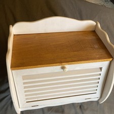 Wooden Bread Box Vintage Painted Cottage Core Granny Shabby Chic 14”x11”x10” picture