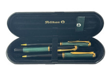Vintage Pelikan Souveran Green/Black Pen Set of 3 picture