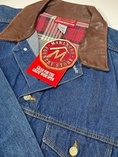 VINTAGE 1994 MARLBORO COUNTRY STORE DENIM JACKET XL NWT LEATHER COLLAR WESTERN picture