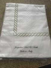 NIP Luxury Italian Sateen Bedding with Classic Chain Embroidery White/Green picture