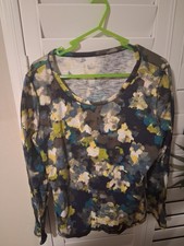 T By Talbots Shirt Womens L Multicolor Floral Scoop Neck Long Sleeve Top picture