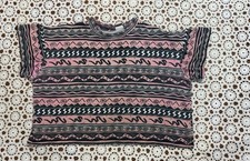Vtg 80’s 90s Ocean Pacific OP Geometric Boxy Cropped T Shirt Surf Skate Beach picture