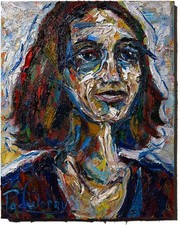 MODERN ORIGINAL OIL█PAINTING VINTAGE█ART SIGNED PORTRAIT FEMALE BUY FOR SALE POP picture