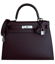 Hermes Kelly 28 Sellier Bourdeaux Red Epsom Leather Palladium Hardware RARE picture