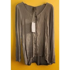 Monoreno Top Womens Large Beige Woven Embroidered Back Trim Nwt A122 Excellent picture