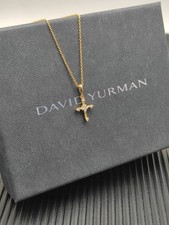 Gift Gold David Diamond Small Modern Cross Pendant Necklace with Pouch picture