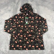 O'Neill Fleece Jacket Womens Size XL Black Floral Hooded Full Zip Soft NWT picture