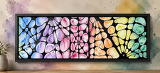 Original Art 10X30 Rainbow Acrylic Biomorphic Abstract Painting picture