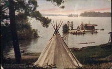 Kensington Point Georgian Bay  Teepee Native American Indian Encampment Postcard picture