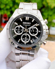 Seiko Spirit SBTR013 Chronograph Black Dial Stainless Steel Men's Watch picture