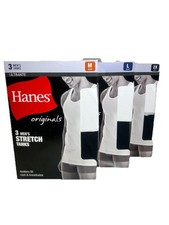 Hanes Men 3 Pack Modern Fit Black and White Stretch Tanks Sizes S, M, L, XL 2XL picture