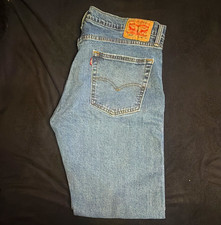 Levi's 505 Men's Blue Denim Jeans Straight Regular Fit Mid Rise Medium Wash picture