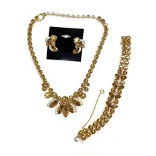1950s Eisenberg Ice Jewelry Set Necklace Bracelet and Clip On Earrings Vintage picture