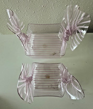 CT Designs Retro Charlevoix Lucite Acrylic Freeform Pink Stripes Clear Set veg picture