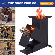 Portable Wood Burning Rocket Stove for Cooking - Compact 15