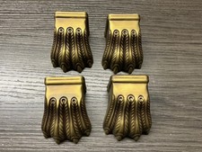 4 Vintage Brass Claw Foot Furniture Leg Foot Toe Caps Clawfoot Covers 1.5” (132) picture
