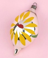 Vtg Heim Teardrop Hand Painted Yellow Red Floral Lemon Drop US of A Silver 4.25