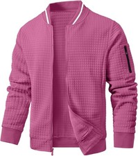 Mens Lightweight Quilted Full Zip Casual Varsity Jacket picture