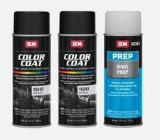SEM 2 Pack 15243 Color Coat Satin Black + Vinyl Prep Restoration Kit picture