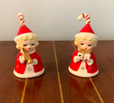 VTG JAPAN 2 Fine Quality SR Christmas Candy Cane Hat Girl Bells  (D204) READ picture