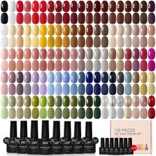 GAOY 108 Pcs Gel Nail Polish Set, 100 Colors Home Manicure Gel Polish Kit | W... picture