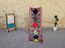Antique Moroccan Boucherouite Rug Runner Handwoven Boho Colorful Tribal Wool picture