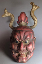 Japanese Kanshitsu Dry Lacquer Hanging Nioh Mask A-gyō Kongo Rikishi Guardian picture