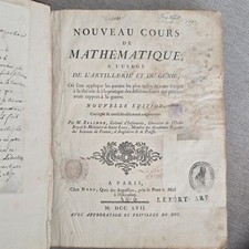 M. Belidor Nouveau Cours de Mathematique Paris Nyon 1757 Leather Illus French picture