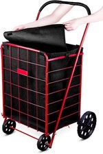 Folding Grocery Basket Cart Shopping Wheel Large Utility Laundry18