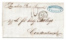 FRANCE: Shipmail cover Marseille to Constantinople, Turkey 1853. Arr.canc. picture